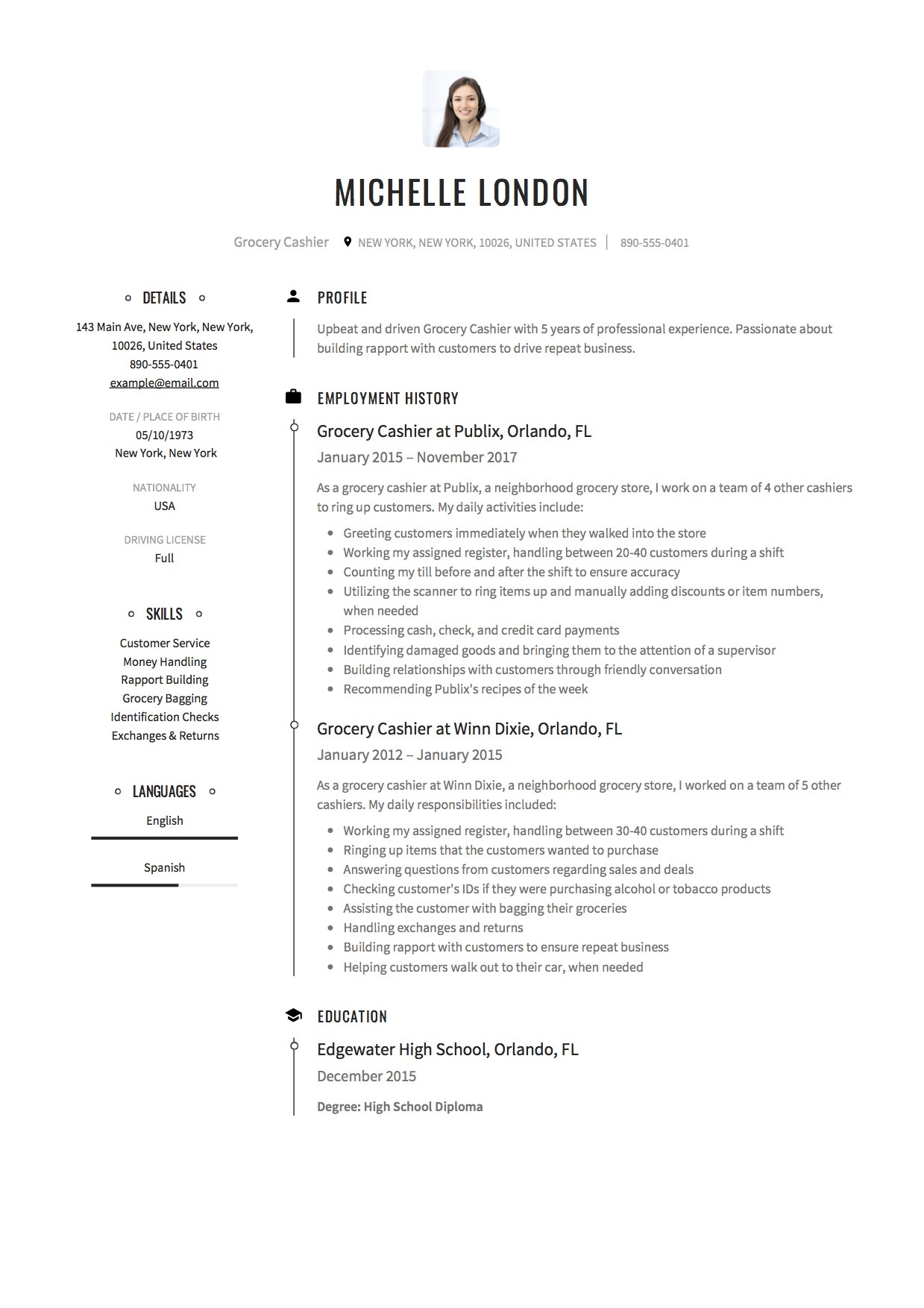 Sample Resume for Grocery Store Cashier 12 Grocery Cashier Resume Sample S 2018 Free Downloads