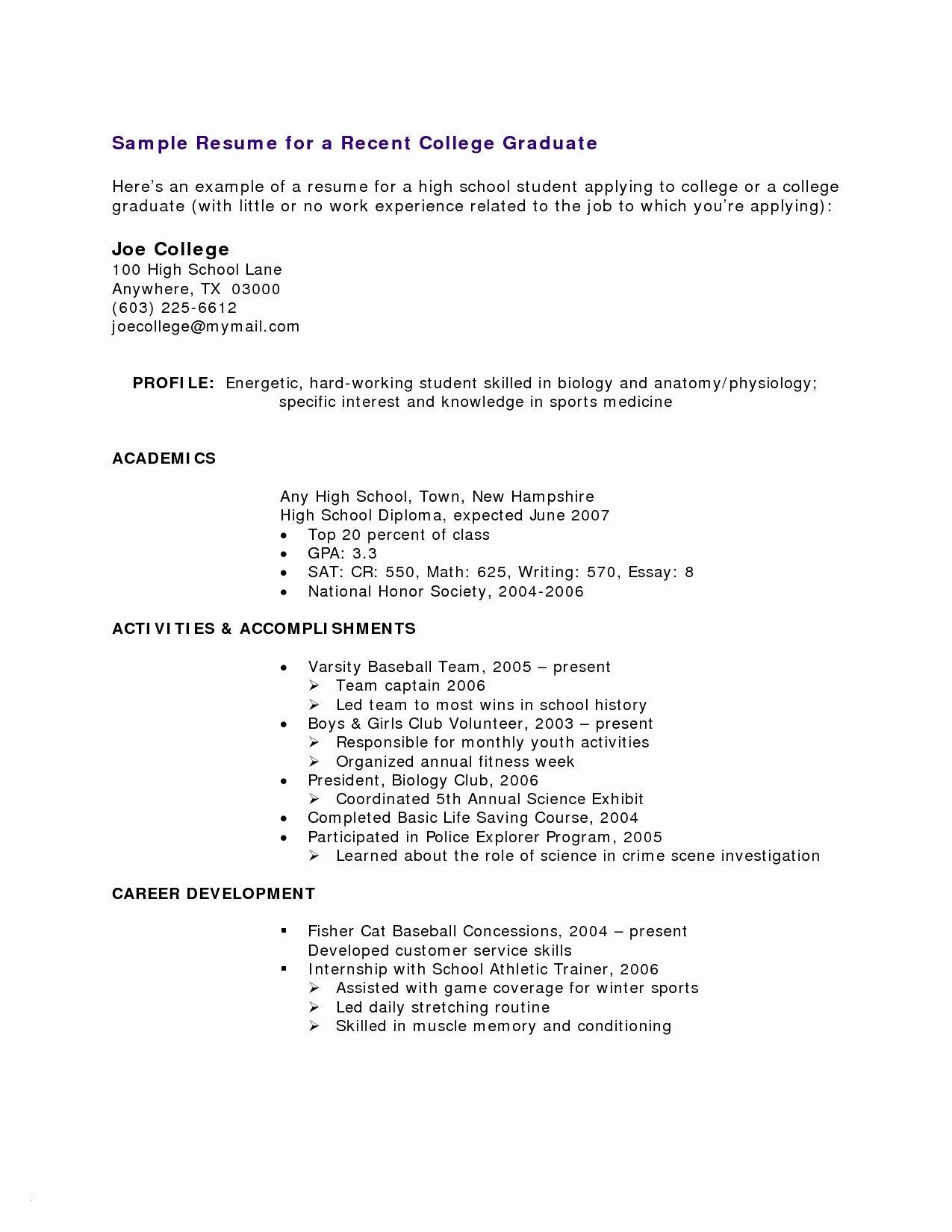 Sample Resume for High School Graduate with No Work Experience Pin On Resume