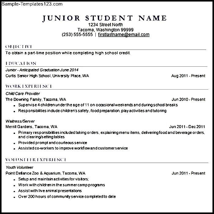 Sample Resume for High School Student Going to College College Resume Template for High School Students Sample