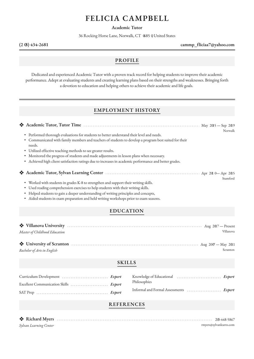 Sample Resume for Online English Tutor without Experience Tutor Resume Examples & Writing Tips 2021 (free Guide) Â· Resume.io