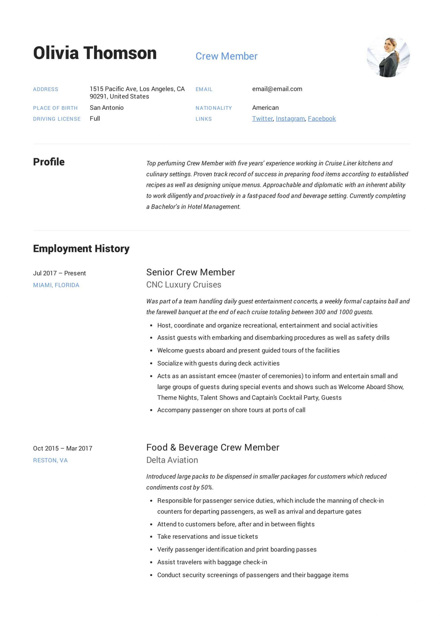 Sample Resume for Replenishment Team Member Crew Member Resume & Writing Guide Download 12 Examples 2020