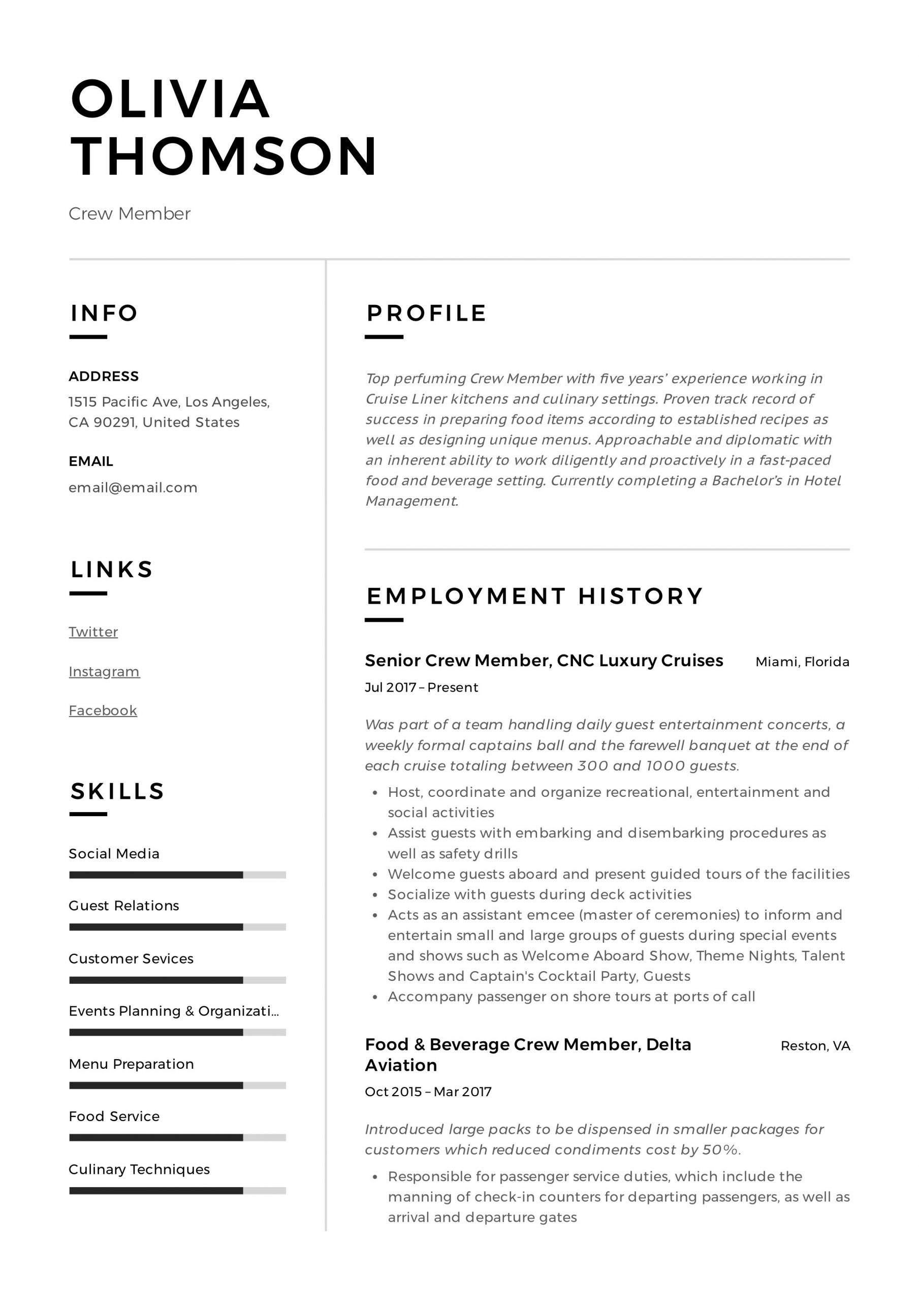 Sample Resume for Replenishment Team Member Crew Member Resume & Writing Guide Download 12 Examples 2020