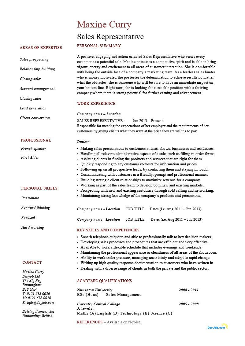Sample Resume for Sales Representative with No Experience Sales Representative Resume Example, Cv, Template, assistant, No …