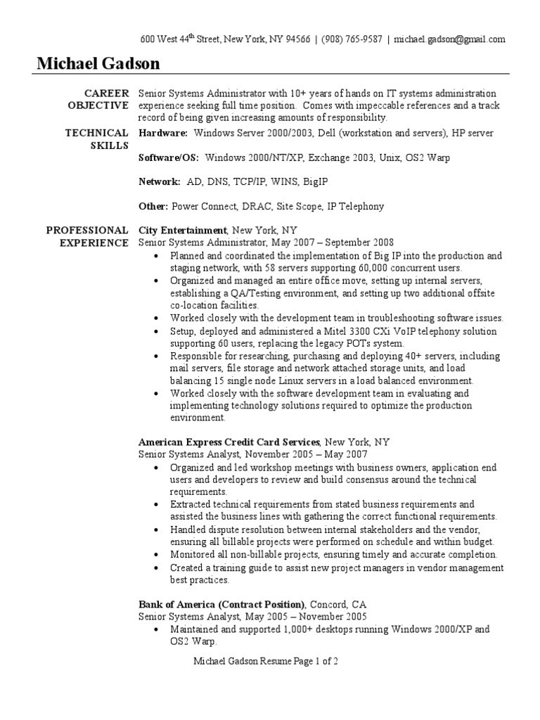 Sample Resume for Unix System Administrator System Administrator Resume Sample Pdf Windows 2000 System …