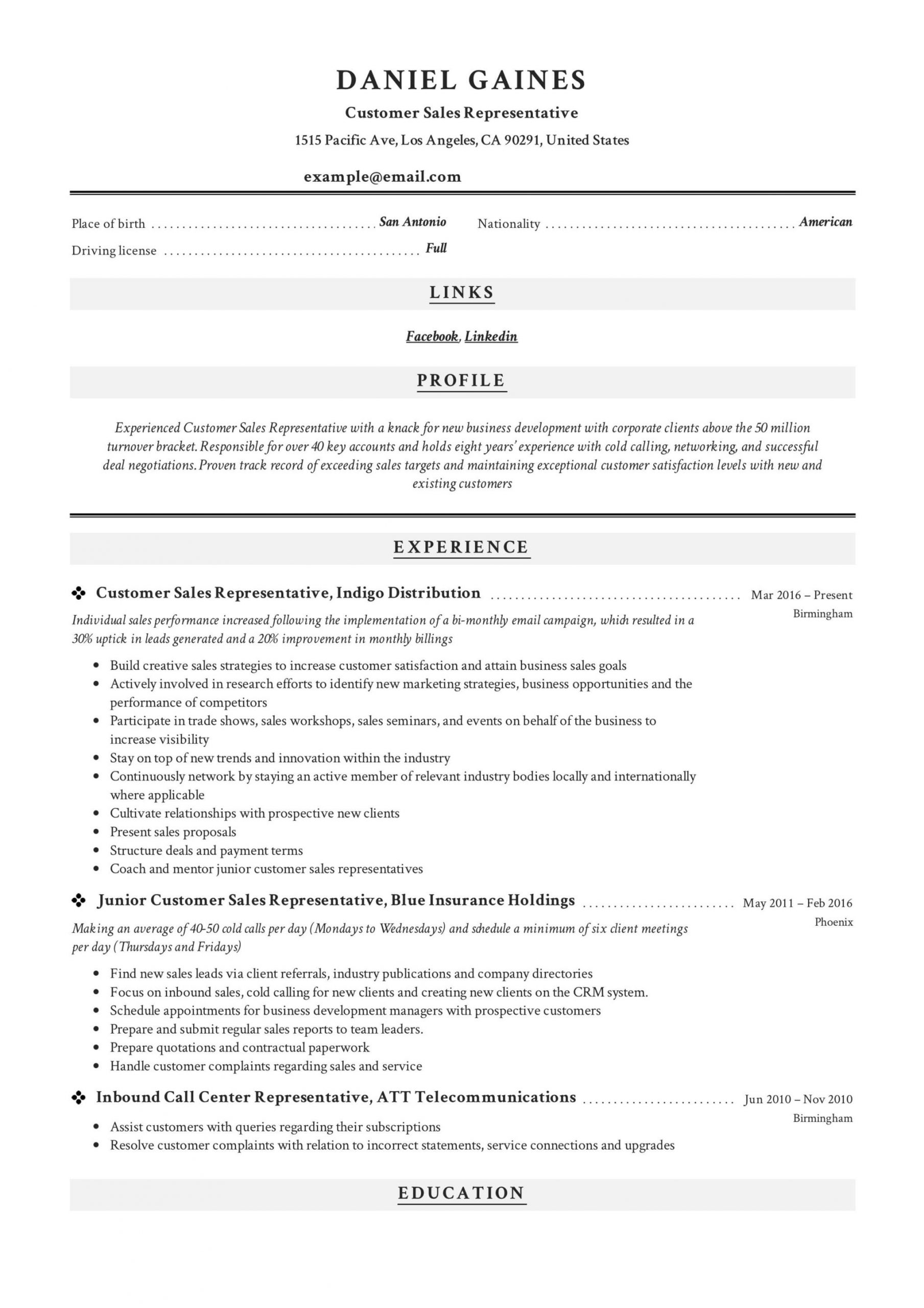 Sample Resume for Verizon Wireless Sales Rep Internal Sales Representative (isr)