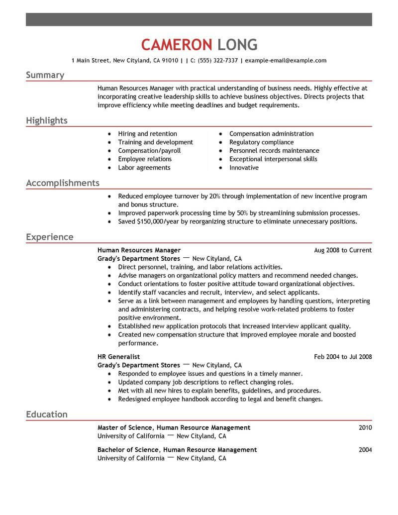 Sample Resume Objectives for Human Resources 20 Best Human Resources Resume Ideas Human Resources Resume …