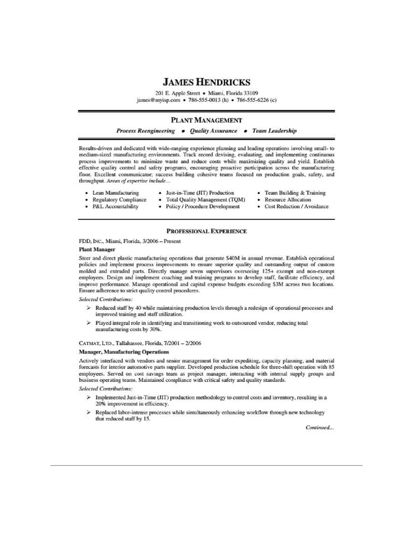 Sample Resume Operations Manager In Manufacturing Manufacturing-plant-manager-resume-sample.pdf Pages 1 – 5 – Flip …
