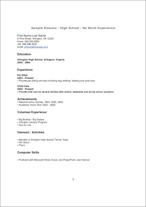 Teenager Resume Sample No Work Experience Free No Experience Here S the Perfect Resume [ Tips