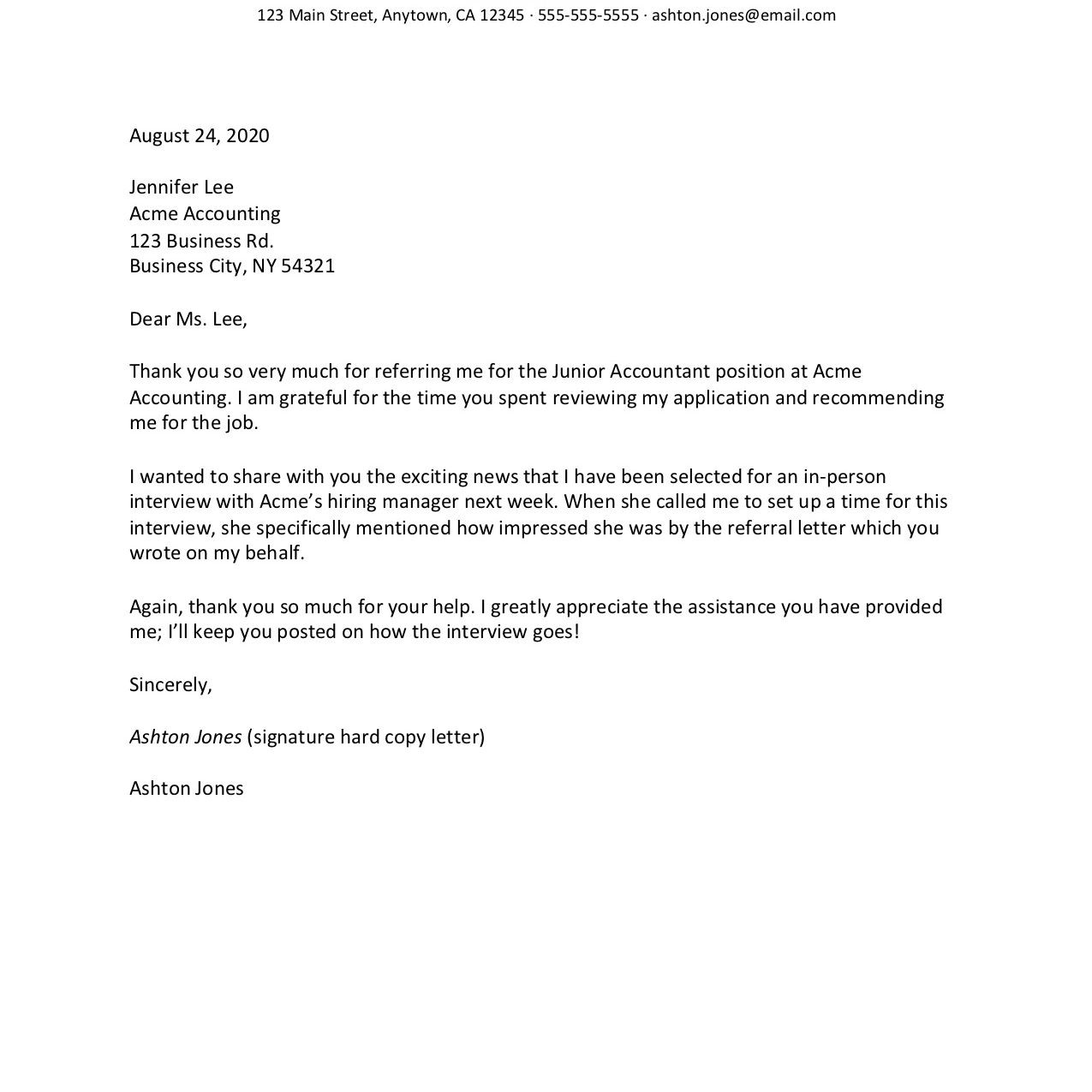 Thank You for Reviewing My Resume Samples Thank-you Letter for A Job Referral Examples and Tips