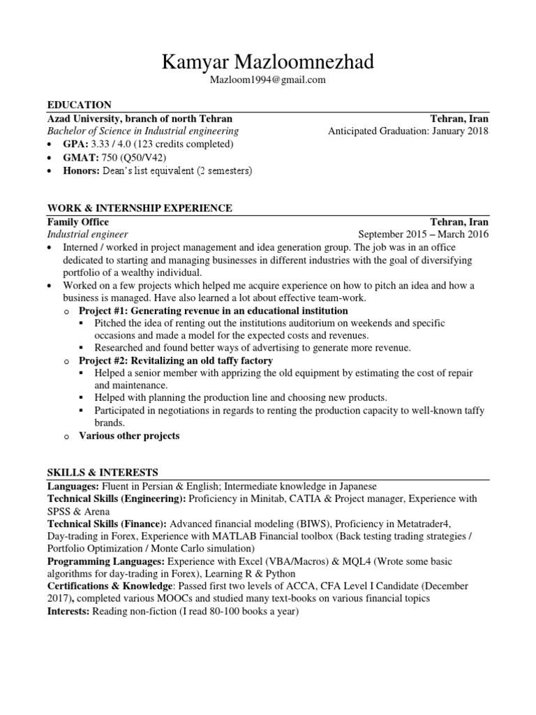 University Student Investment Banking Resume Template University Student Investment Banking Resume Template Pdf …