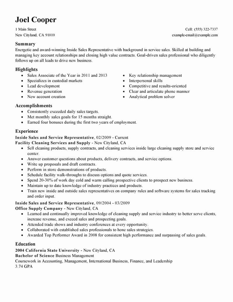 Ample Resume for Inside Sales Position Sales Skills Resume Example Awesome Best Inside Sales Resume …