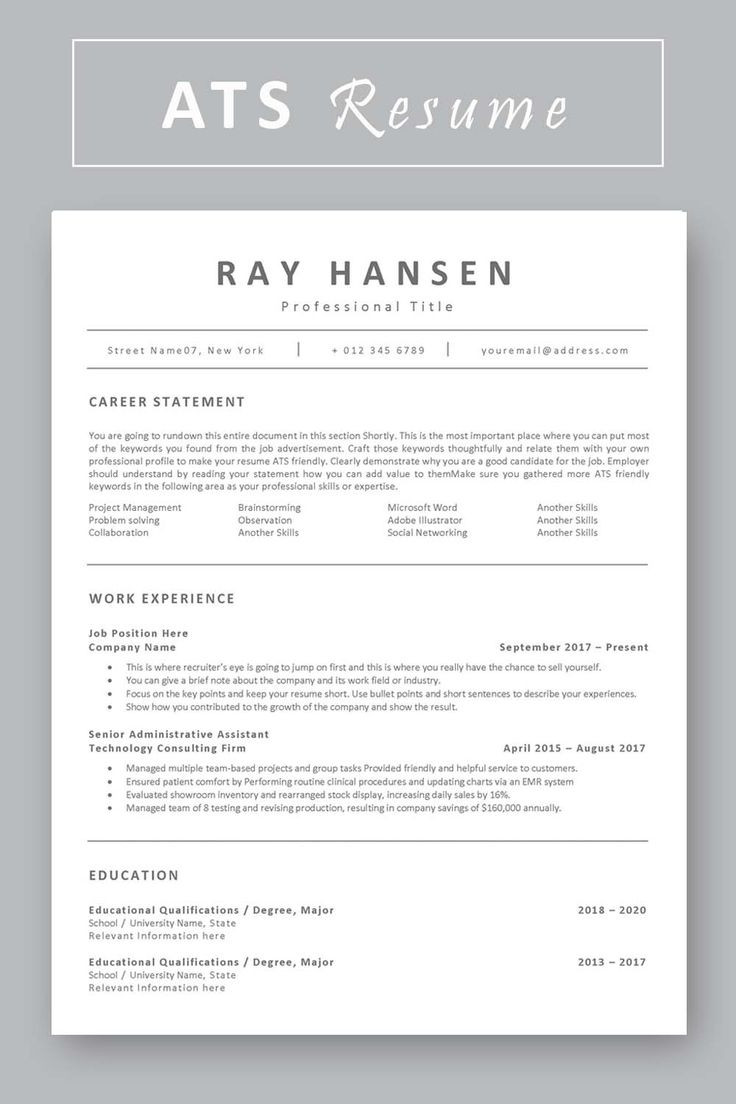 Ats Compliant Resume Template Free Download ats Compatible Resume Template Applicant Tracking System Etsy In …