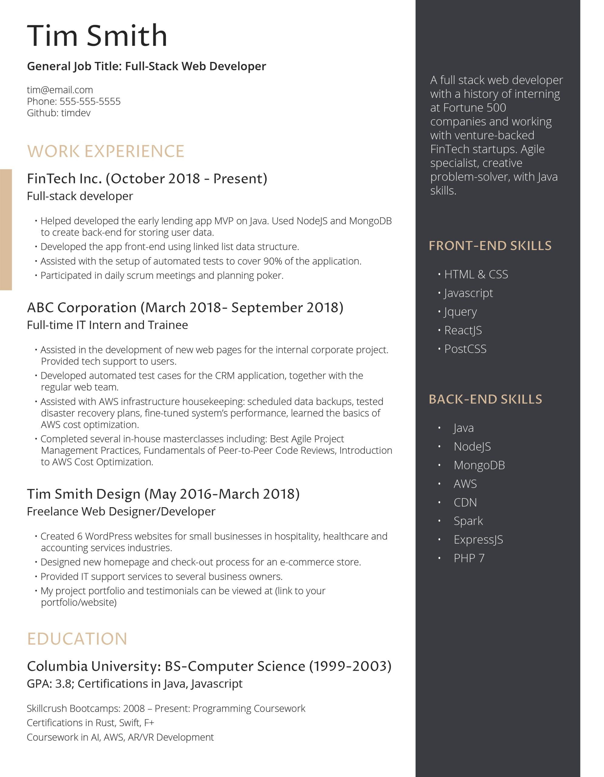 Back Page Of Resume Work Sample the Best Resume Examples for A Perfect Job Application – Freesumes
