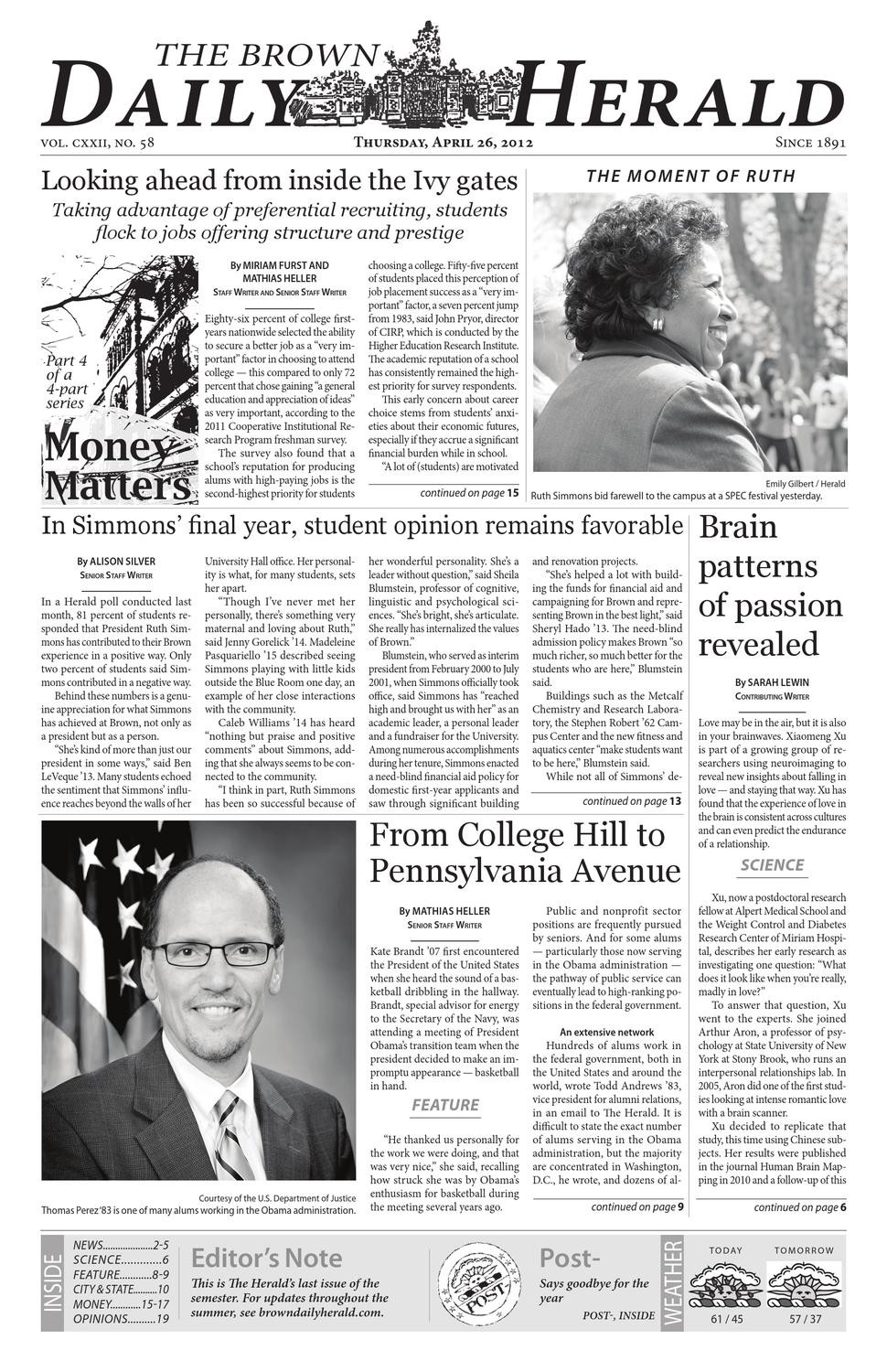 Brown Careerlab Resume Samples Brown University Thursday, April 26, 2012 by the Brown Daily Herald – issuu