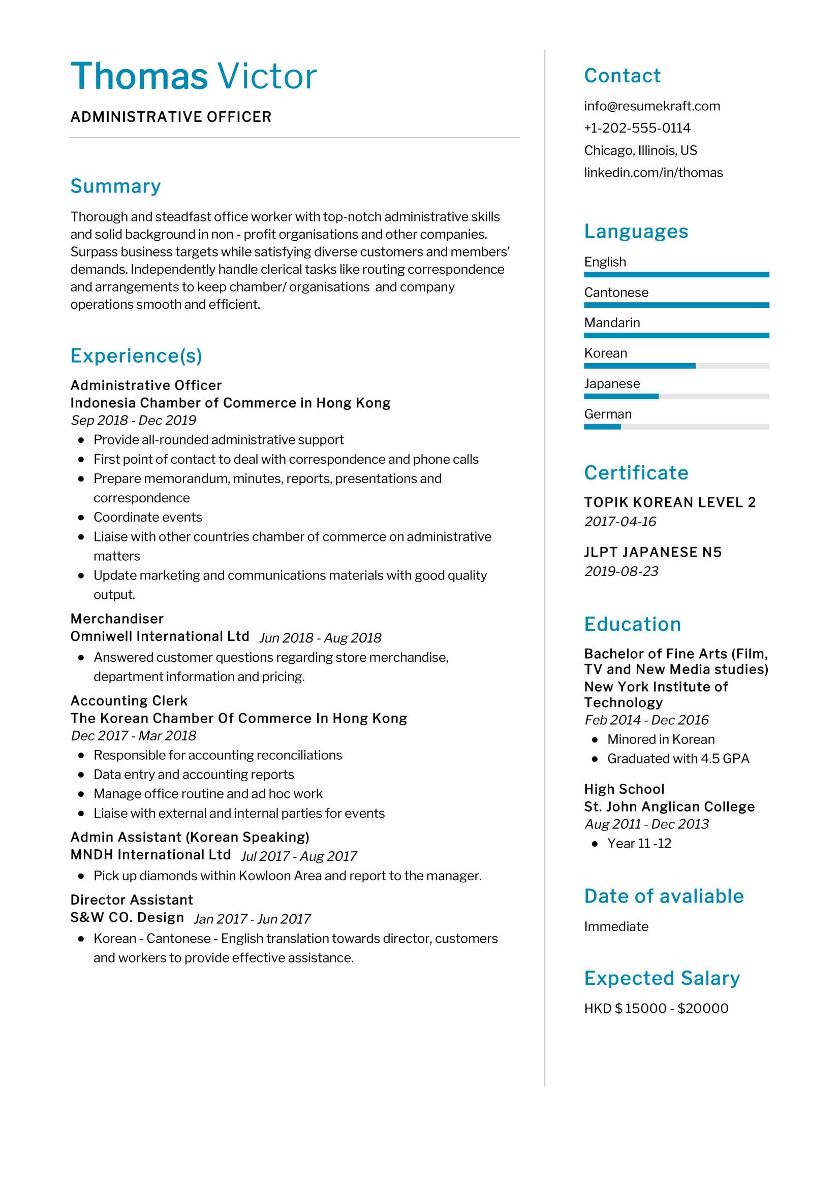 Chamber Of Commerce Executive Director Resume Sample Administrative Officer Resume Sample 2022 Writing Tips – Resumekraft