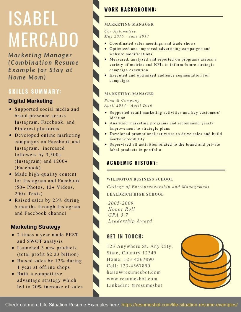 Combination Resume Template for Stay at Home Mom Combination Resume Example for Stay at Home Mom & Templates [pdflancarrezekiq …