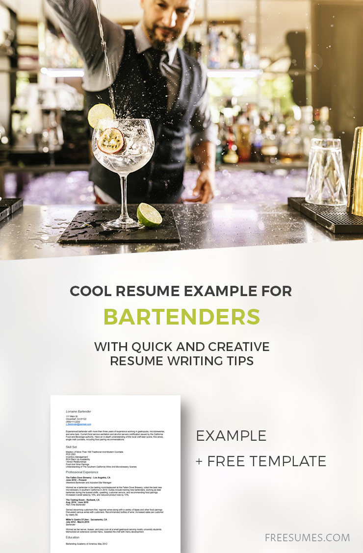 Country Club Server Bartender Resume Sample A Cool Resume Example for Bartenders – Freesumes