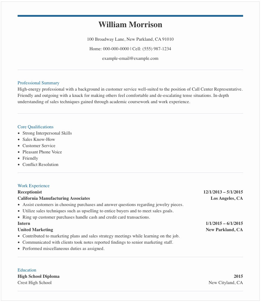 Customer Service Call Center Resume Templates Resume Samples for Call Center Agent In the Philippines