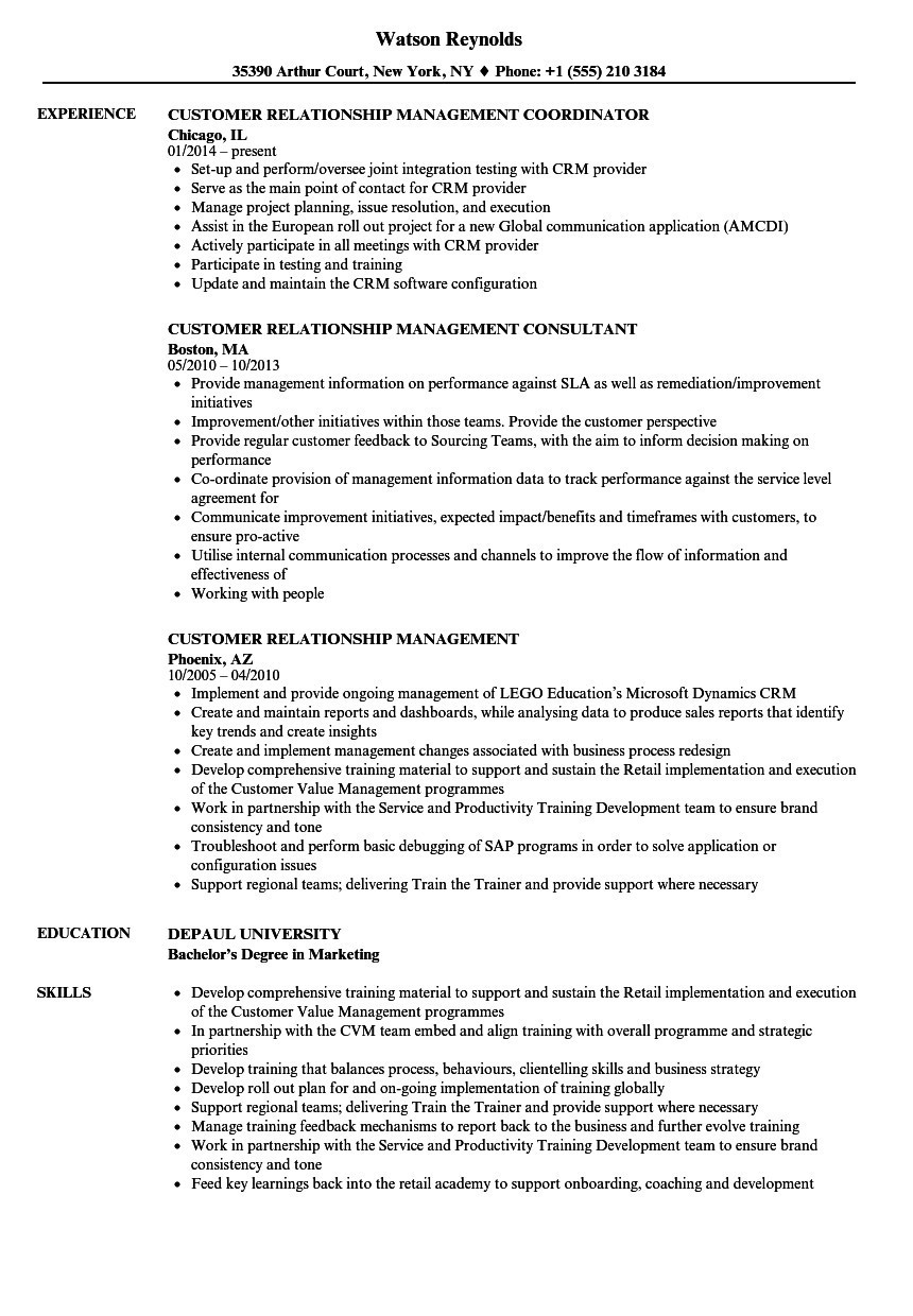 Customer Service Manager Resume Templates Samples 4 Customer Relationship Manager Resume Sample for September 2021 …