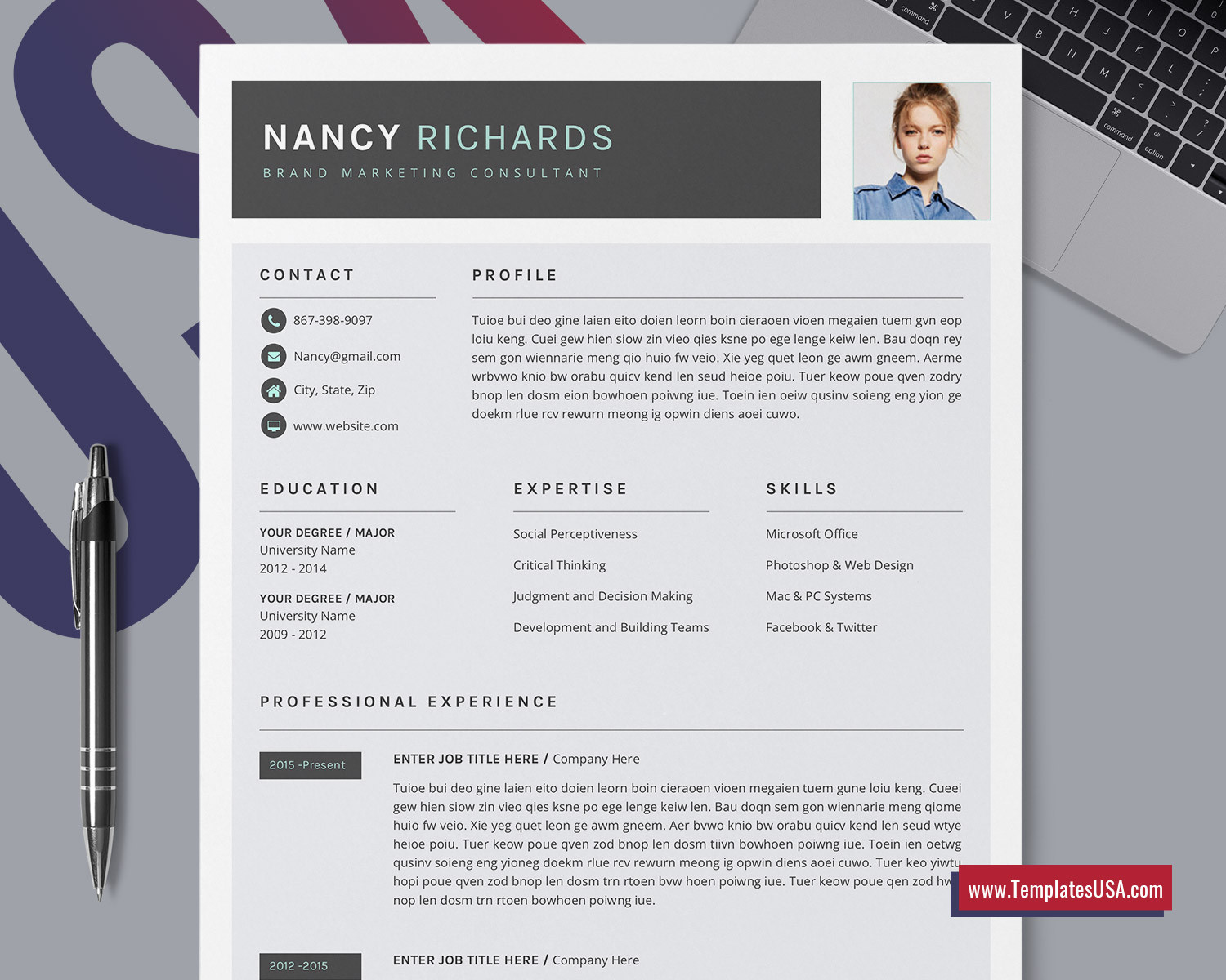 Download Free Microsoft Office Resume Sample Cv Template Modern Resume Template for Ms Word, Creative Cv Template, Professional Resume format, Unique Resume, Editable Resume Design, 1-3 Page Resume Template …