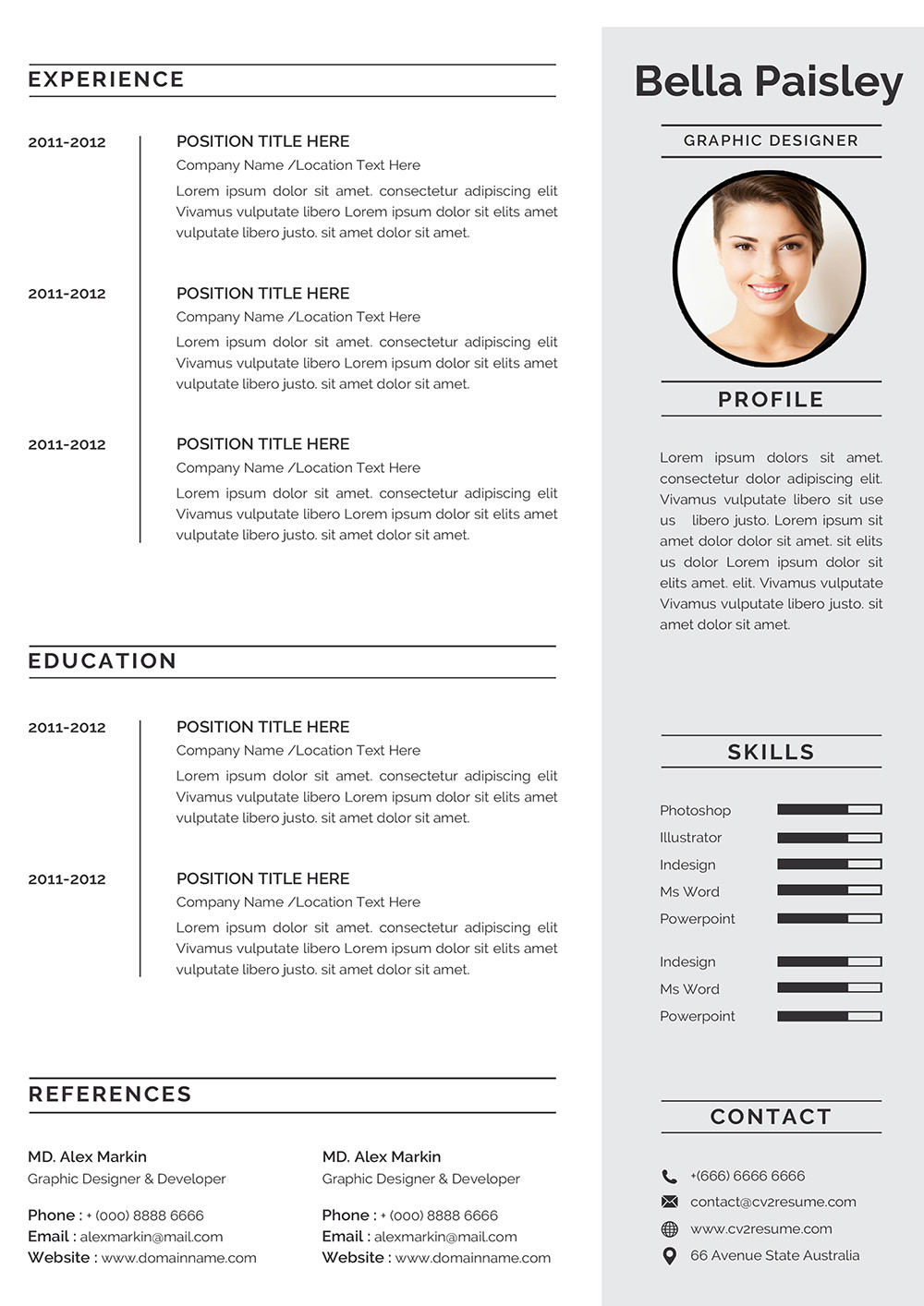 Download Free Microsoft Office Resume Sample Cv Template Swiss Resume / Cv Template Word format to Download