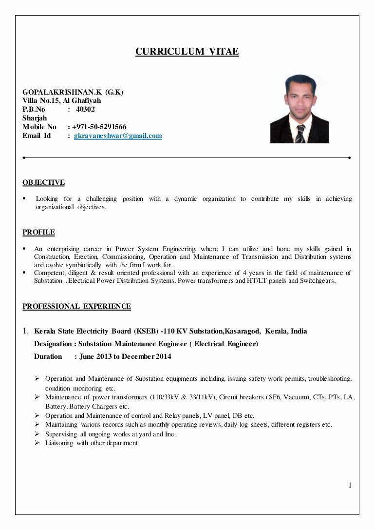 Electrical and Electronics Engineering Fresher Resume Sample Electrical Engineer Resume Example Beautiful Electrical Engineer …