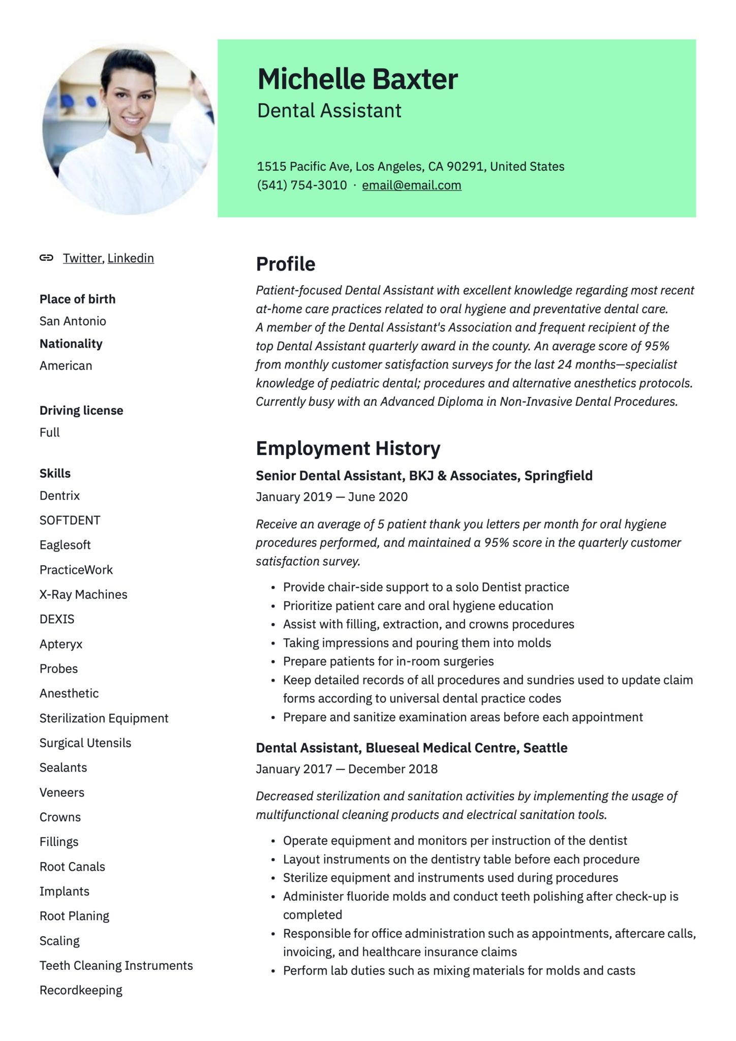 Entry Level Dental assistant Resume Template 17 Dental assistant Resumes & Writing Guide 2020
