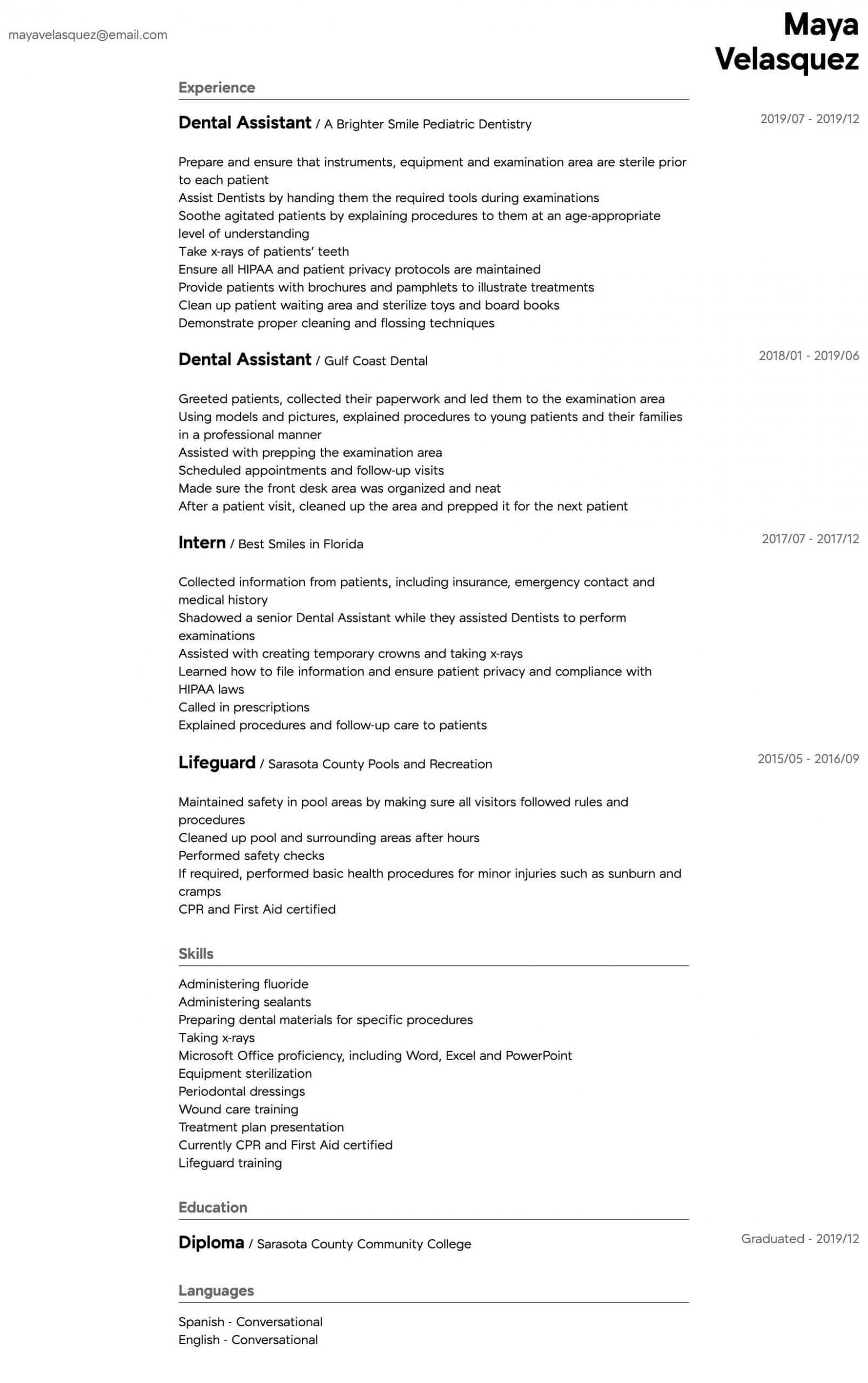 Entry Level Dental assistant Resume Template Dental assistant Resume Samples All Experience Levels Resume …