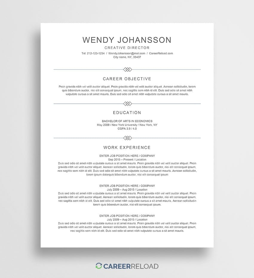 Entry Level Resume Template Free Download Free Entry-level Resume Template – Wendy – Career Reload