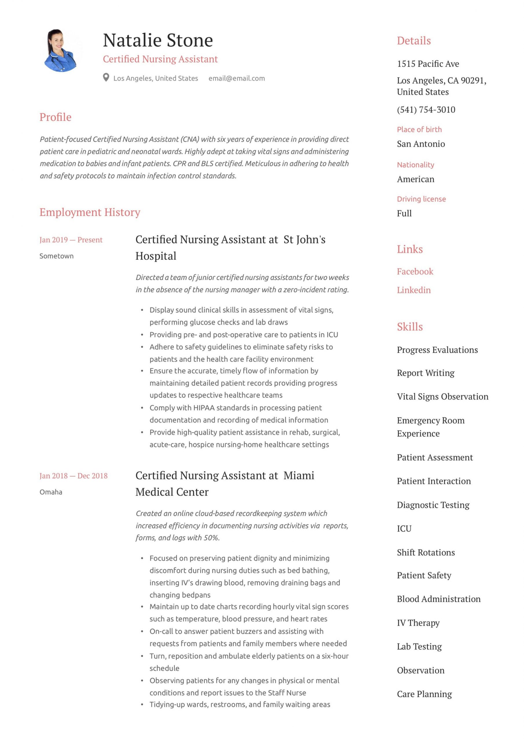 Free Certified Nursing assistant Resume Template Certified Nursing assistant Resume & Writing Guide 12 Templates …