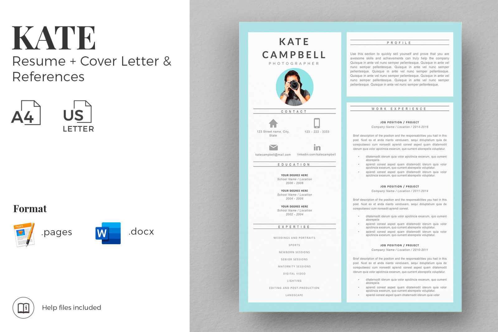 Free Creative Resume and Cover Letter Templates Creative Resume, Cv Design & Matching Cover Letter   References …
