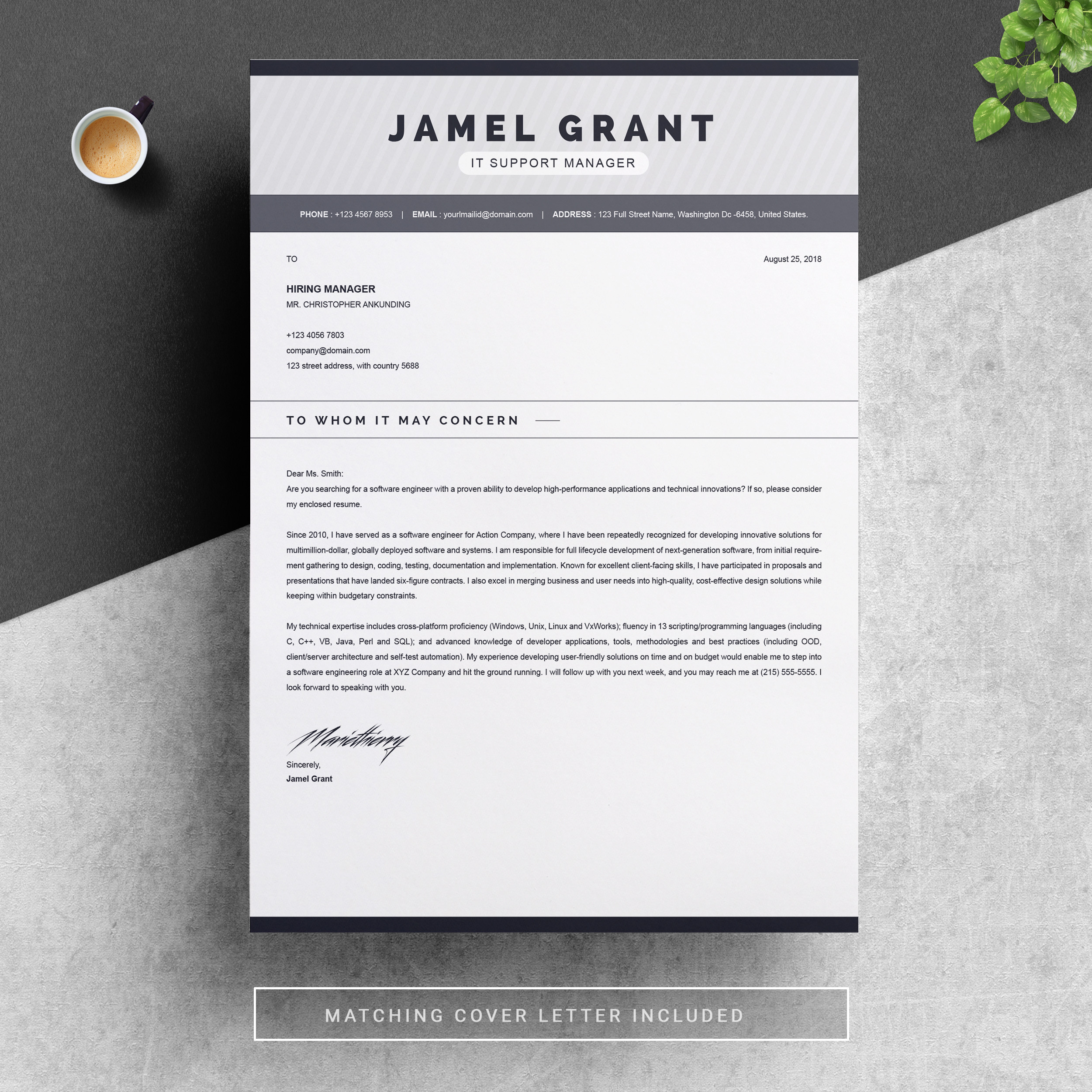 Free Creative Resume and Cover Letter Templates One Page Creative Resume Template with Cover Letter â Free Resumes …