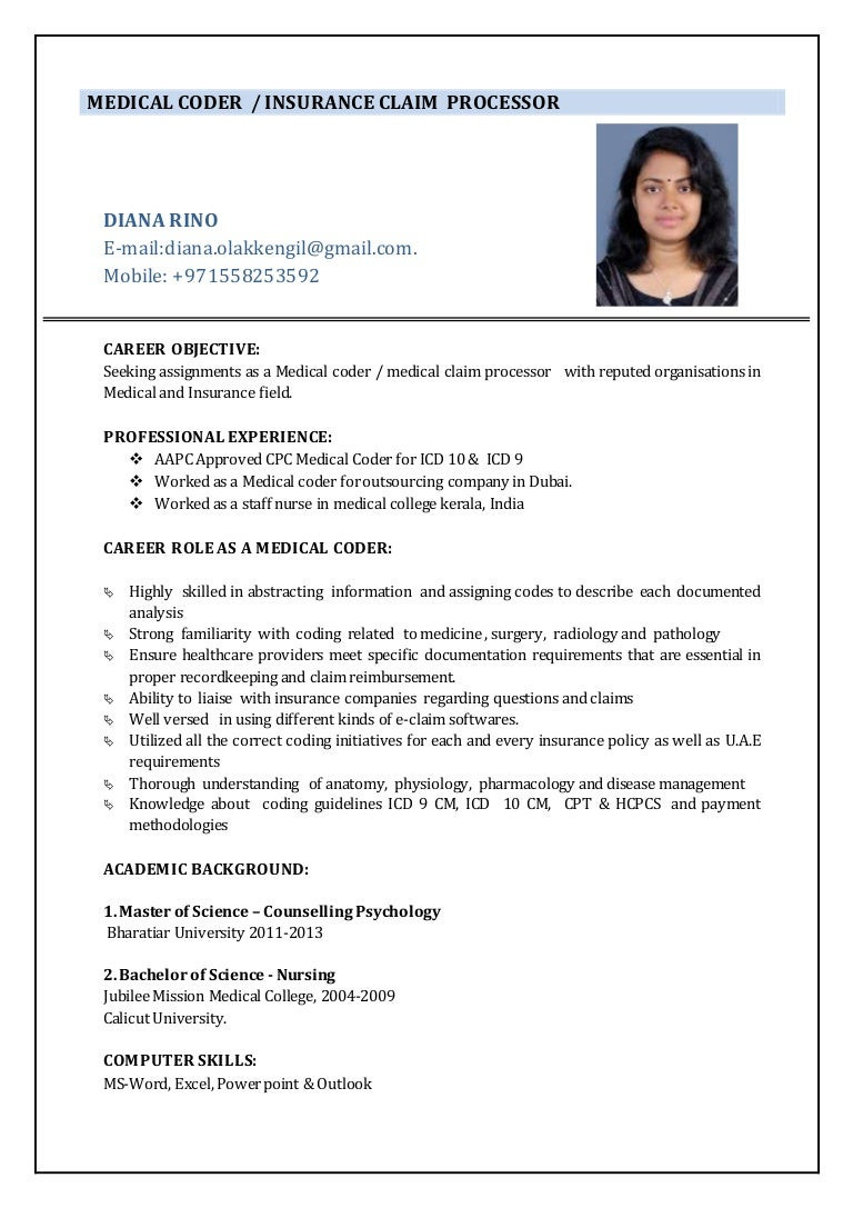 Free Medical Billing and Coding Resume Templates Resume – Medical Coder