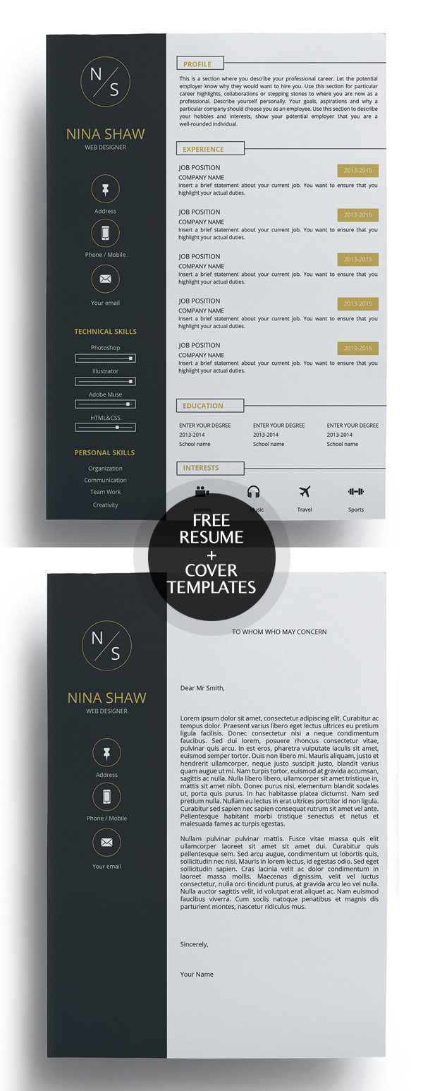Free Modern Resume and Cover Letter Templates Free Simple Clean Resume Templates Freebies Graphic Design …
