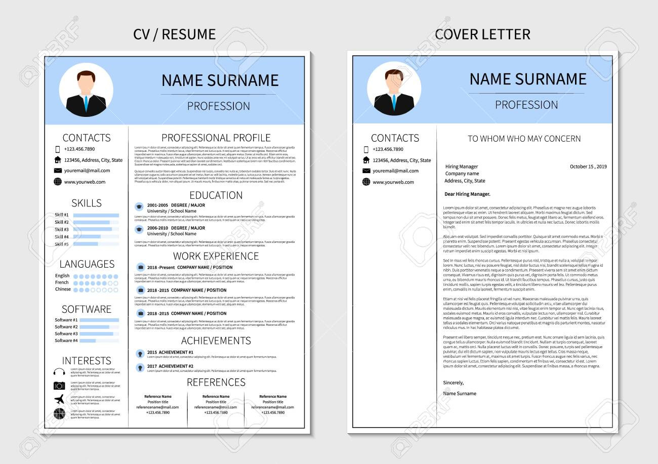 Free Modern Resume and Cover Letter Templates Resume Template for Men. Modern Cv and Cover Letter Layout with …