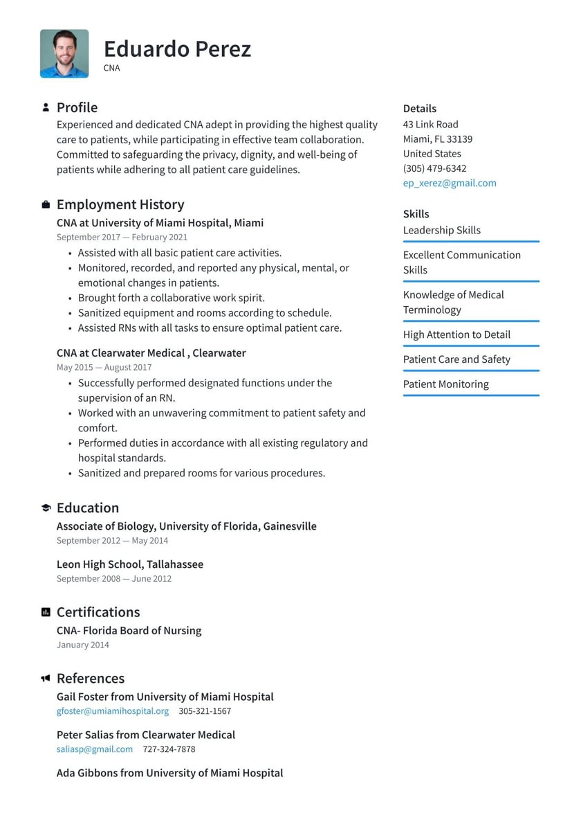 Functional Resume Sample Behavioral Health Tech Bilingual Cna Resume Examples & Writing Tips 2022 (free Guide) Â· Resume.io