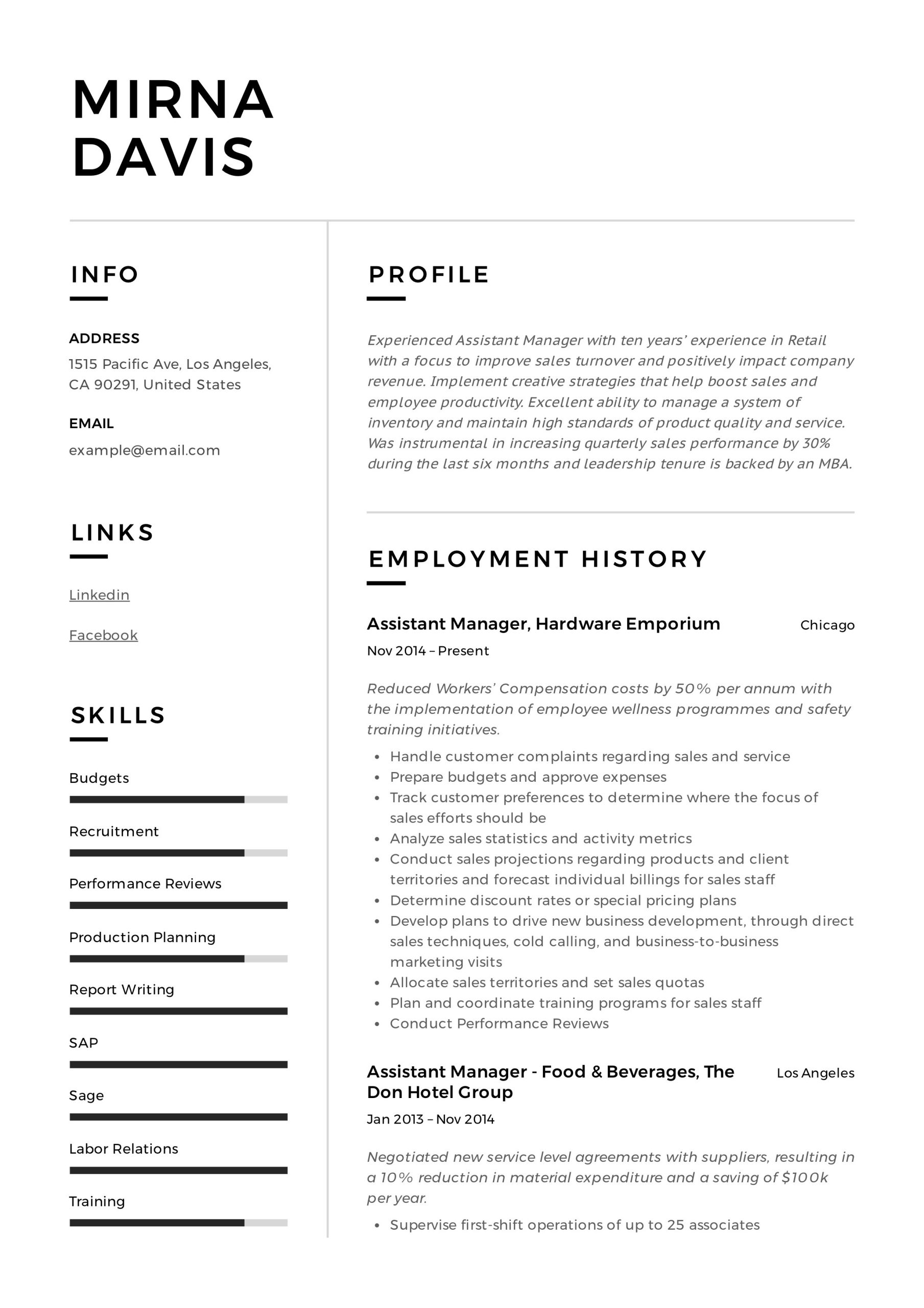 High End Retail assistant Manager Resume Sample assistant Manager Resume & Writing Guide 12 Samples Pdf 2022
