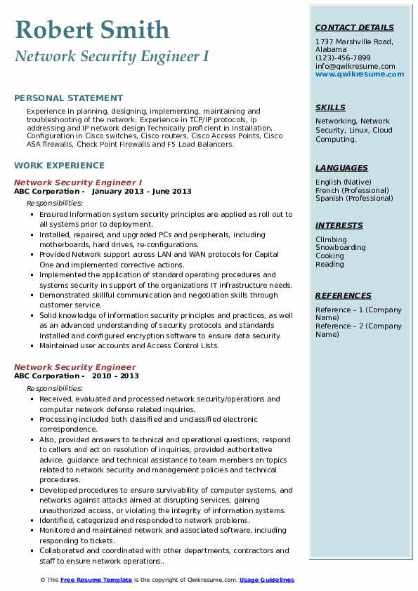 Network Security Engineer Resume Sample with Experience Network Security Engineer Resume Samples