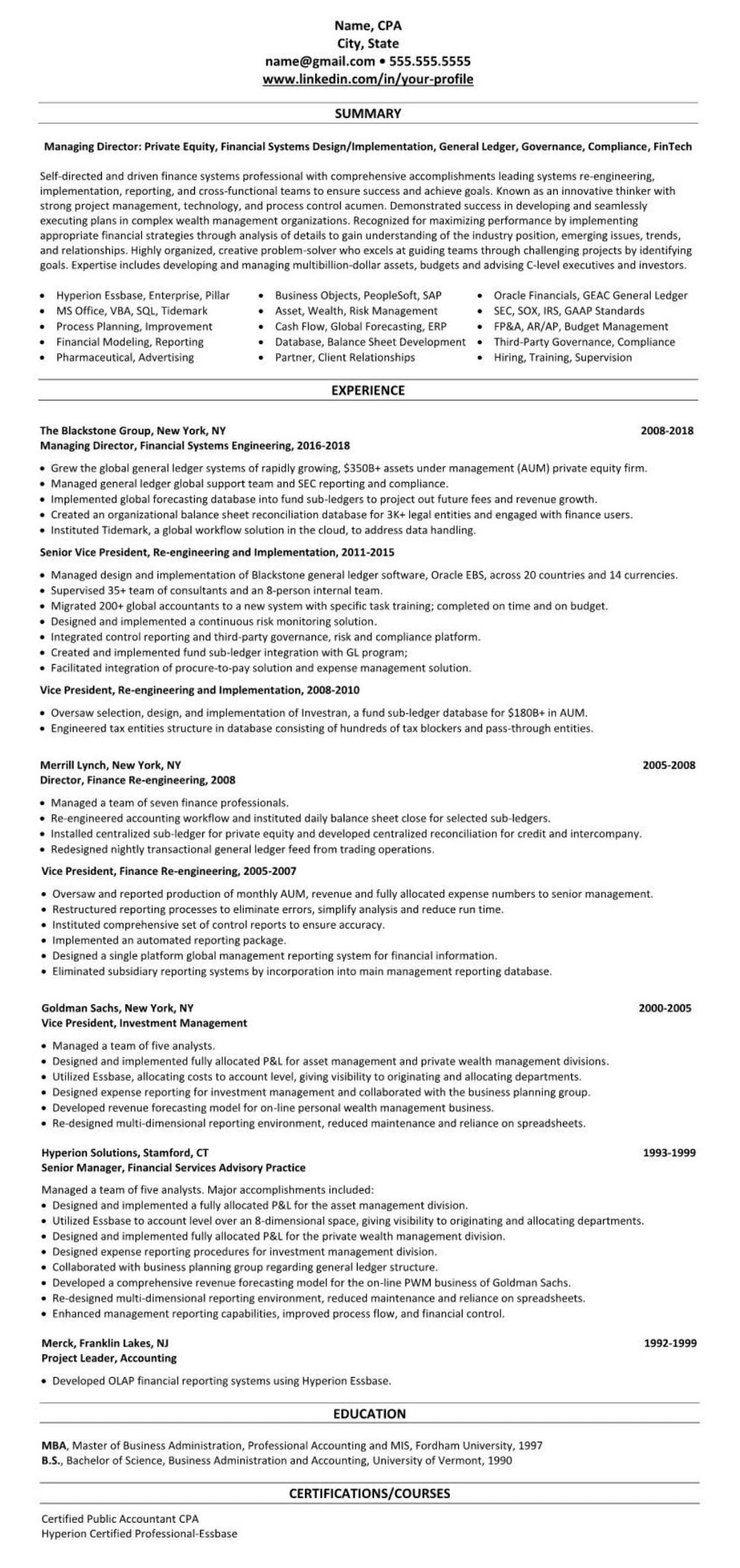 Private Equity Fund Of Funds associate Sample Resume Sample Linkedin Profile & Resume: Private Equity Venture Capital