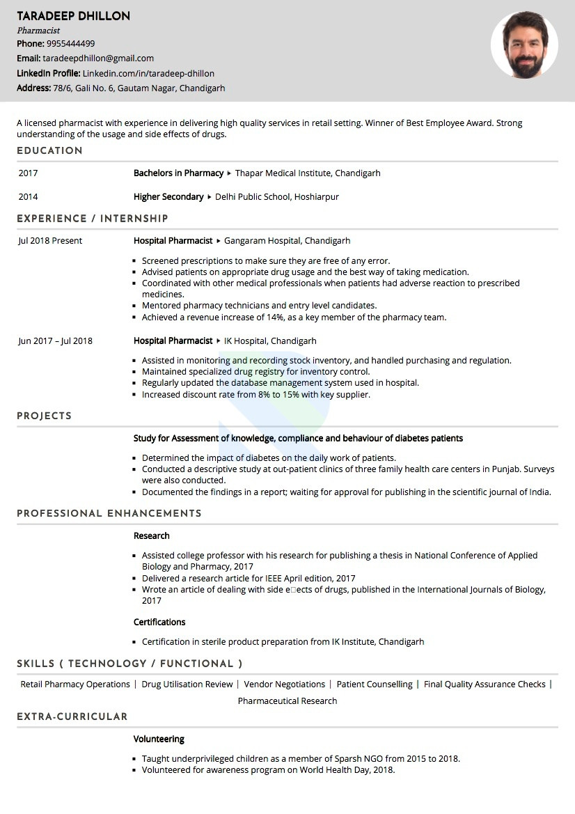 Resume for Being A Pharmacist Samples Sample Resume Of Pharmacist with Template & Writing Guide Resumod.co