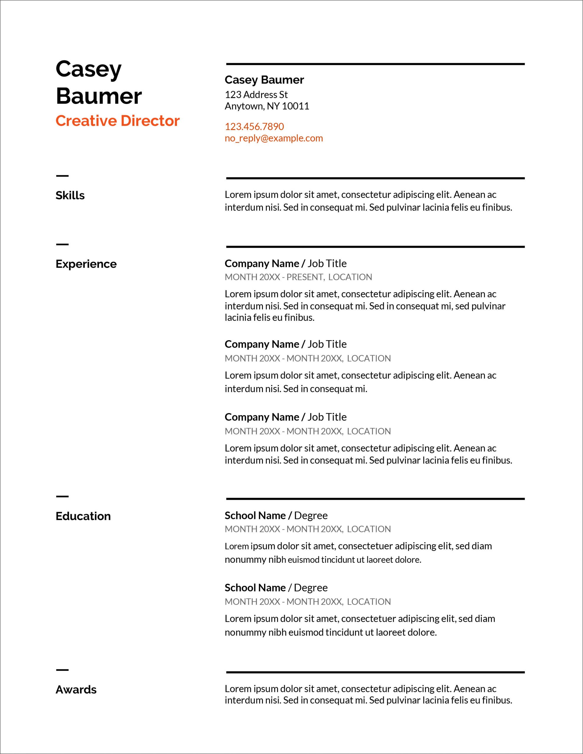 Resume Samples Doc Download for Freshers 45 Free Modern Resume / Cv Templates – Minimalist, Simple & Clean …