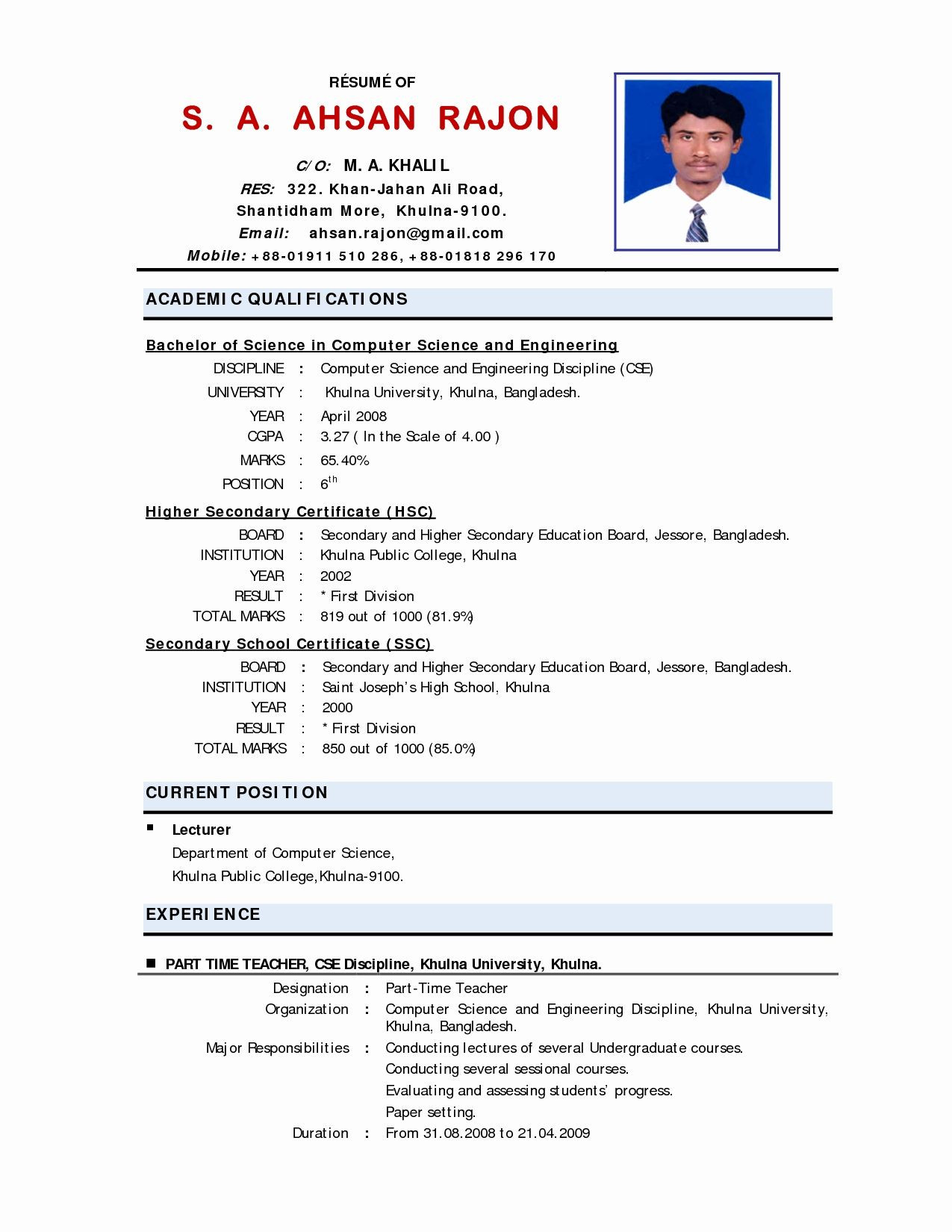 Resume Samples for College Students In India Resume format India Best Resume format, Resume format Examples …