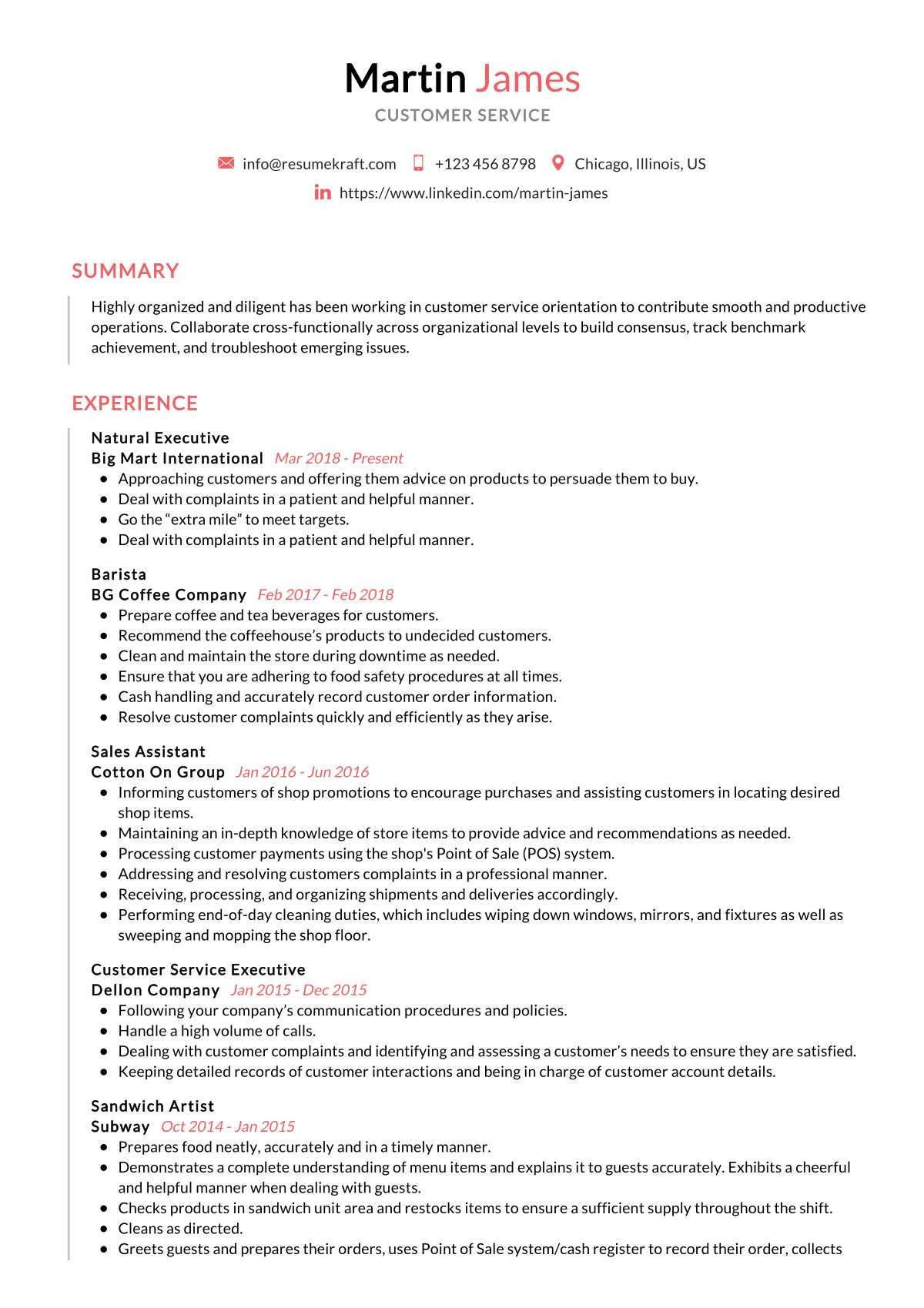 Resume Samples for Customer Service Executive Customer Service Resume Example 2021 Writing Tips – Resumekraft