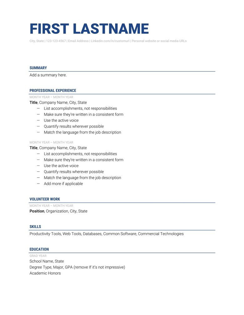 Resume Template for 1 Year Experience the Free Resume Template to Help You Get A Job the Muse
