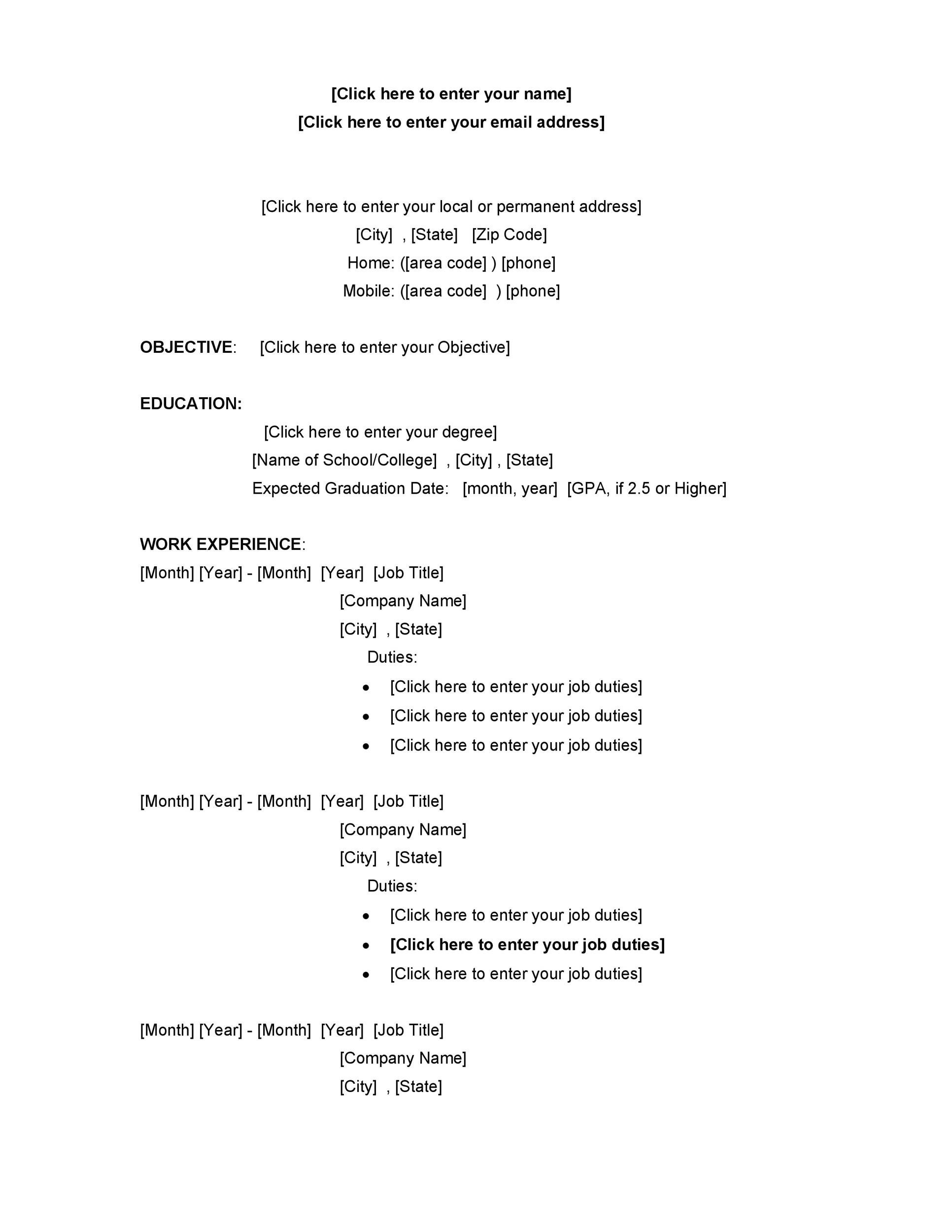 Resume Templates for College Students Free 50 College Student Resume Templates (& format) á Templatelab