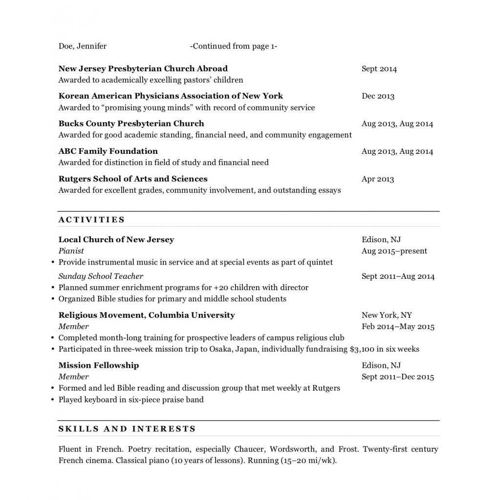 Resume Templates for Law School Applications the Guide to the Perfect Law School Resume [with T14 Admit Example!]