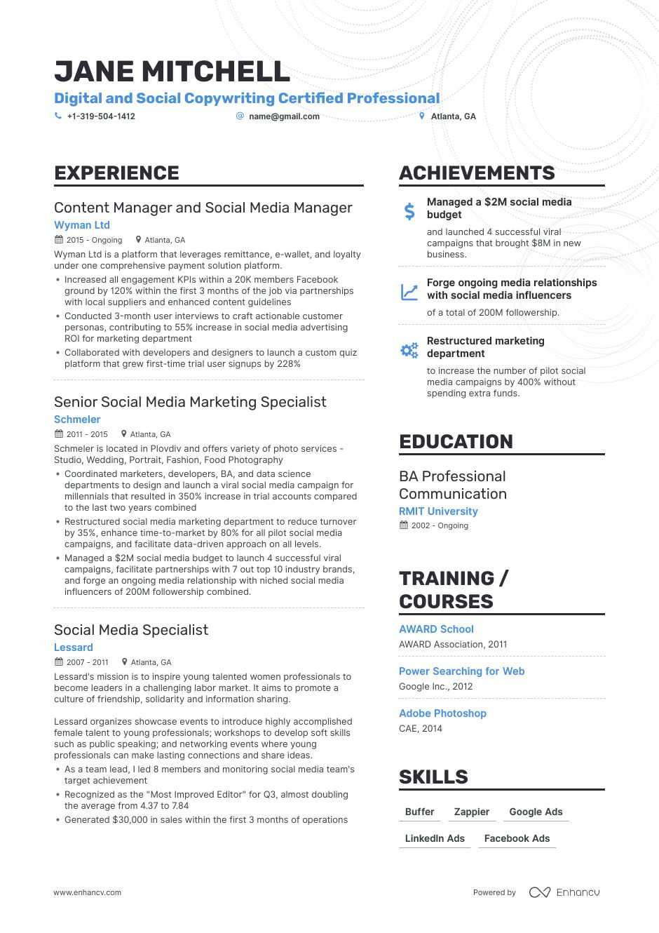 Resume Templates for social Media Marketing social Media Manager Resume Examples & Guide for 2021