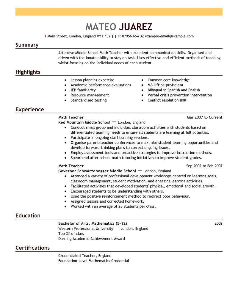 Resume Templates with Education Listed First 14 Teacher Resumes Examples Ideas Resume Examples, Cover Letter …