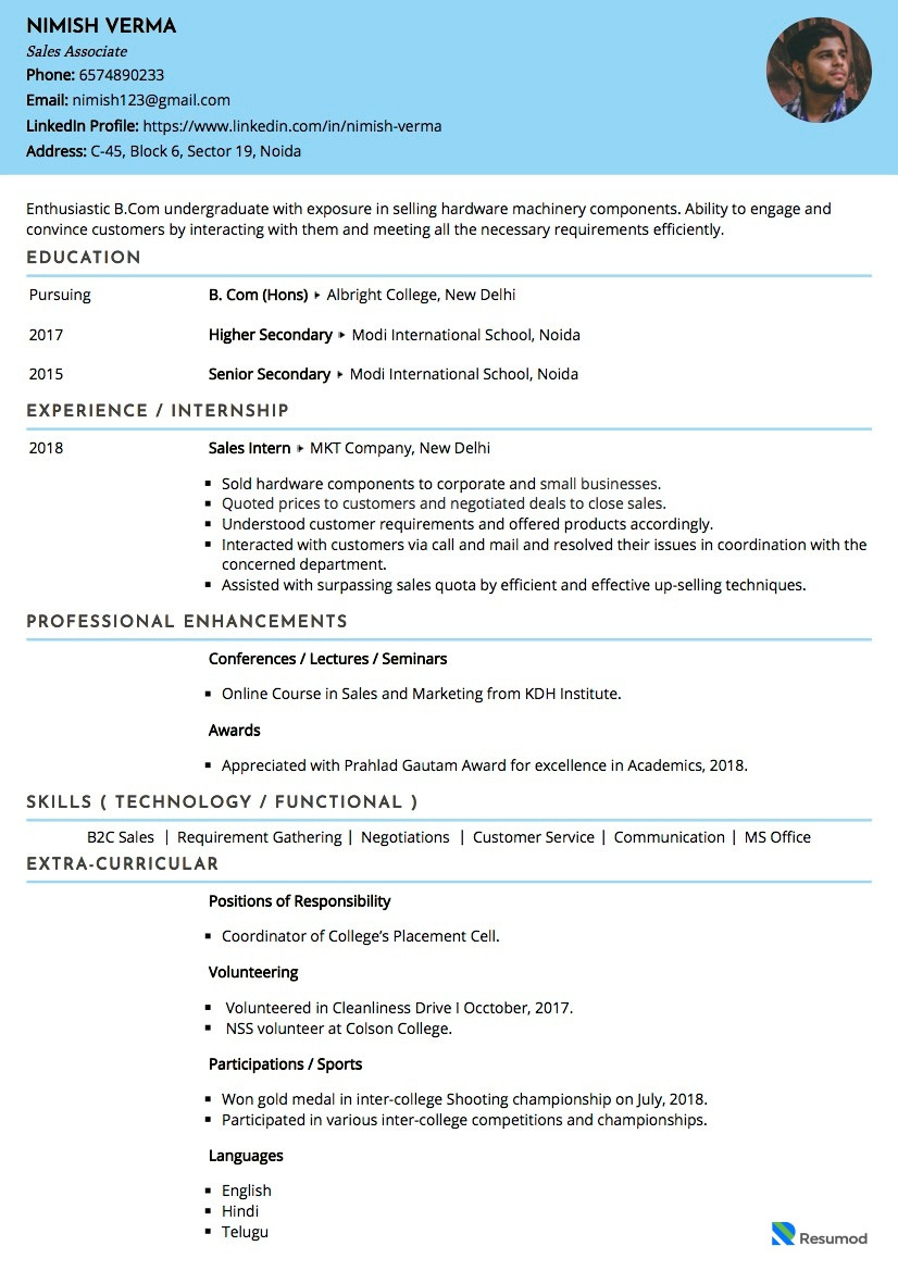 Sales Executive for Salon Equipment and Supplies Sample Resume Sample Resumes and Cvs by Industry Resumod