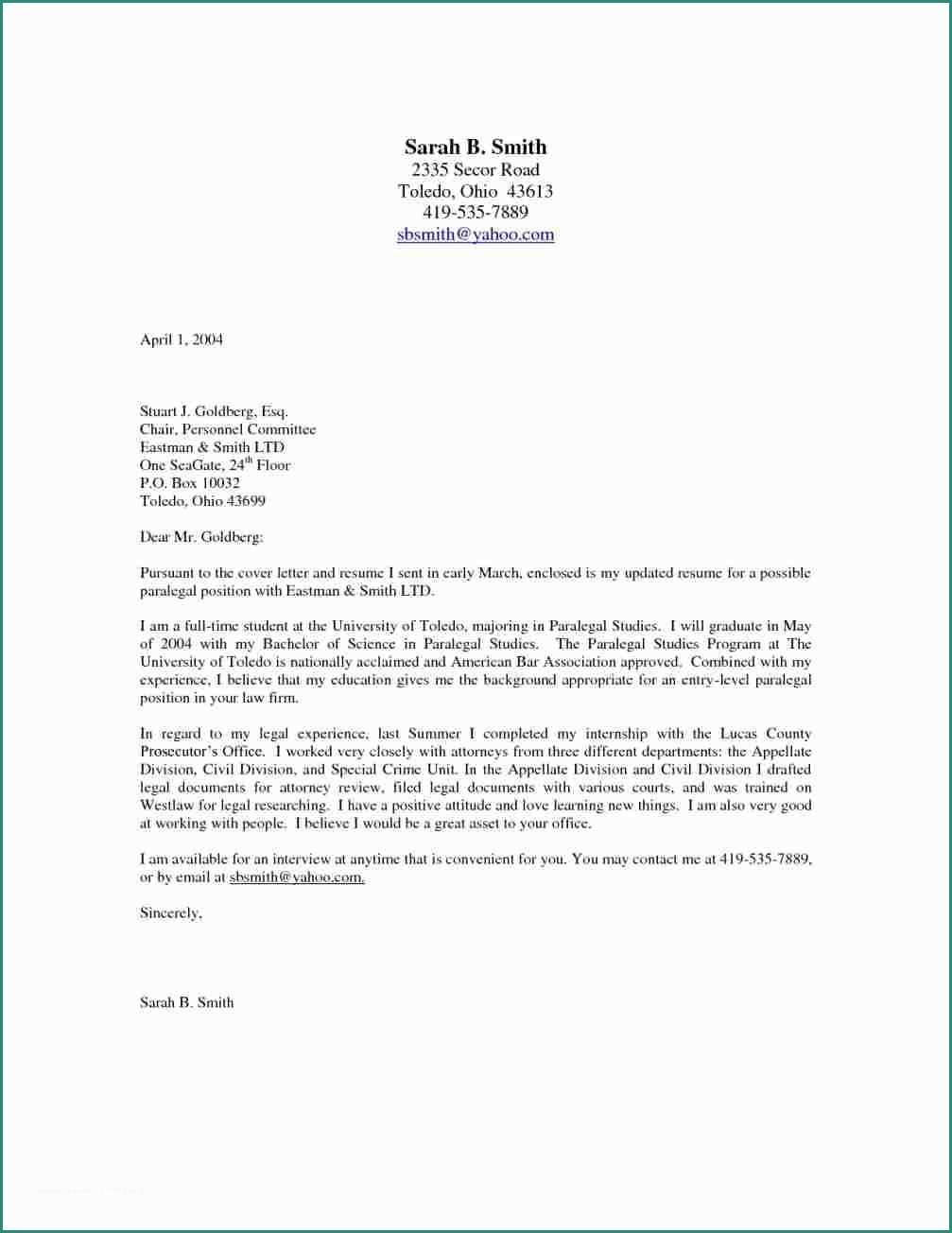 Sample Cover Letter for Paralegal Resume Entry Level Paralegal Cover Letter Cover Letter format Cover …